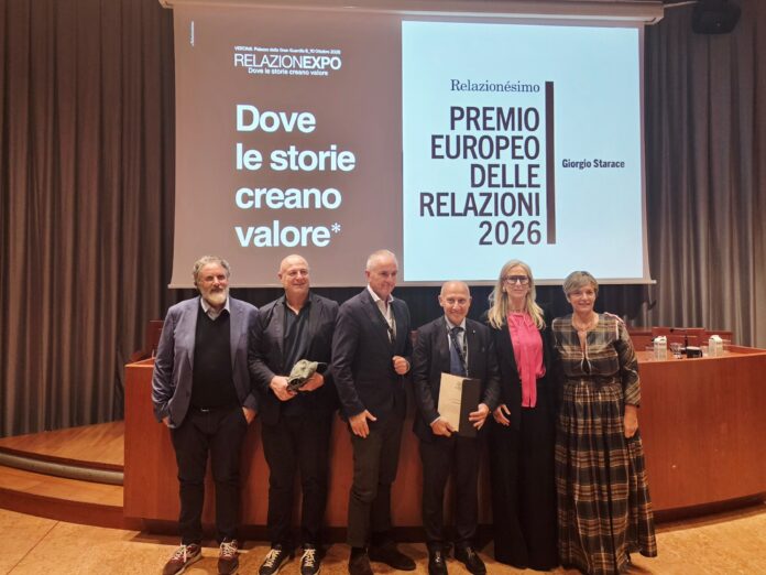 Giorgio Starace riceve il Premio Europeo delle Relazioni 2026 Giorgio Starace al Premio Europeo delle Relazioni 2026 durante RelazionEXPO a Verona