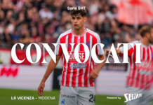 L.R. Vicenza-Modena, Gallo convoca 25 giocatori per il posticipo di Serie B Convocati di L.R. Vicenza-Modena, grafica ufficiale biancorossa per la nona giornata di Serie B