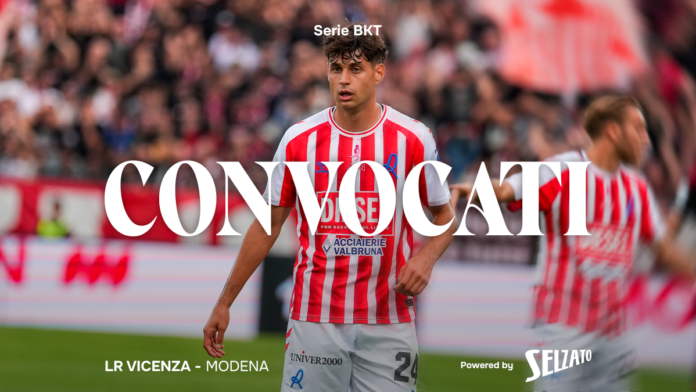 L.R. Vicenza-Modena, Gallo convoca 25 giocatori per il posticipo di Serie B Convocati di L.R. Vicenza-Modena, grafica ufficiale biancorossa per la nona giornata di Serie B