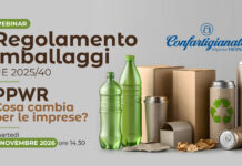 Nuove regole Ue sugli imballaggi: webinar per le imprese vicentine il 3 novembre Regolamento imballaggi PPWR, grafica del webinar di Confartigianato Vicenza