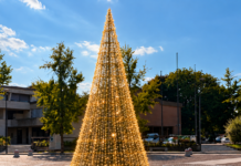 Sovizzo, raccolta fondi per le luminarie e albero di Natale alto dodici metri in piazza Luminarie di Natale a Sovizzo, simulazione del grande albero in piazza Manzoni