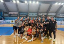 Volksbank Vicenza Volley parte forte in B1: vittoria per 3-1 sul campo dell’Imoco Volksbank Vicenza Volley vince a San Donà, squadra e staff festeggiano il successo