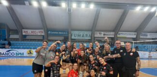 Volksbank Vicenza Volley parte forte in B1: vittoria per 3-1 sul campo dell’Imoco Volksbank Vicenza Volley vince a San Donà, squadra e staff festeggiano il successo