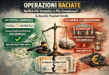 Nullità effetti operazioni baciate Banche popolari venete: strada più semplice con Intesa Sanpaolo, vincolata a regole speciali con le Lca Operazioni baciate, percorsi diversi per la nullità degli effetti (immagine generata con l'IA)
